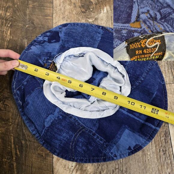 Vintage Y2K Denim Print Bucket Hat Indie Sleaze Skater 90s Graphic Grunge OS main image 8